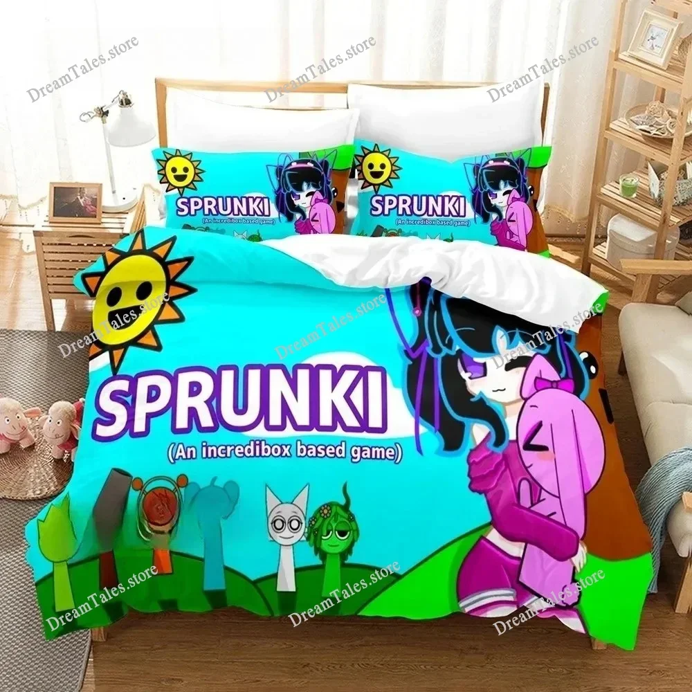 

Sprunki Bedding Set Single Twin Full Queen King Size Bed Set Adult Boys Bedroom Duvet Cover Sets Sprunki Anime Luxury Gift369