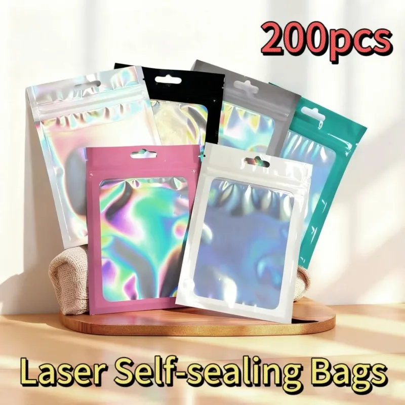 Laser Self Sealing Bag Thicken Zipper Hologram Pouch Resealable Mini Ziploc Bags Hermetic Bag Keychain Display Retail Bags