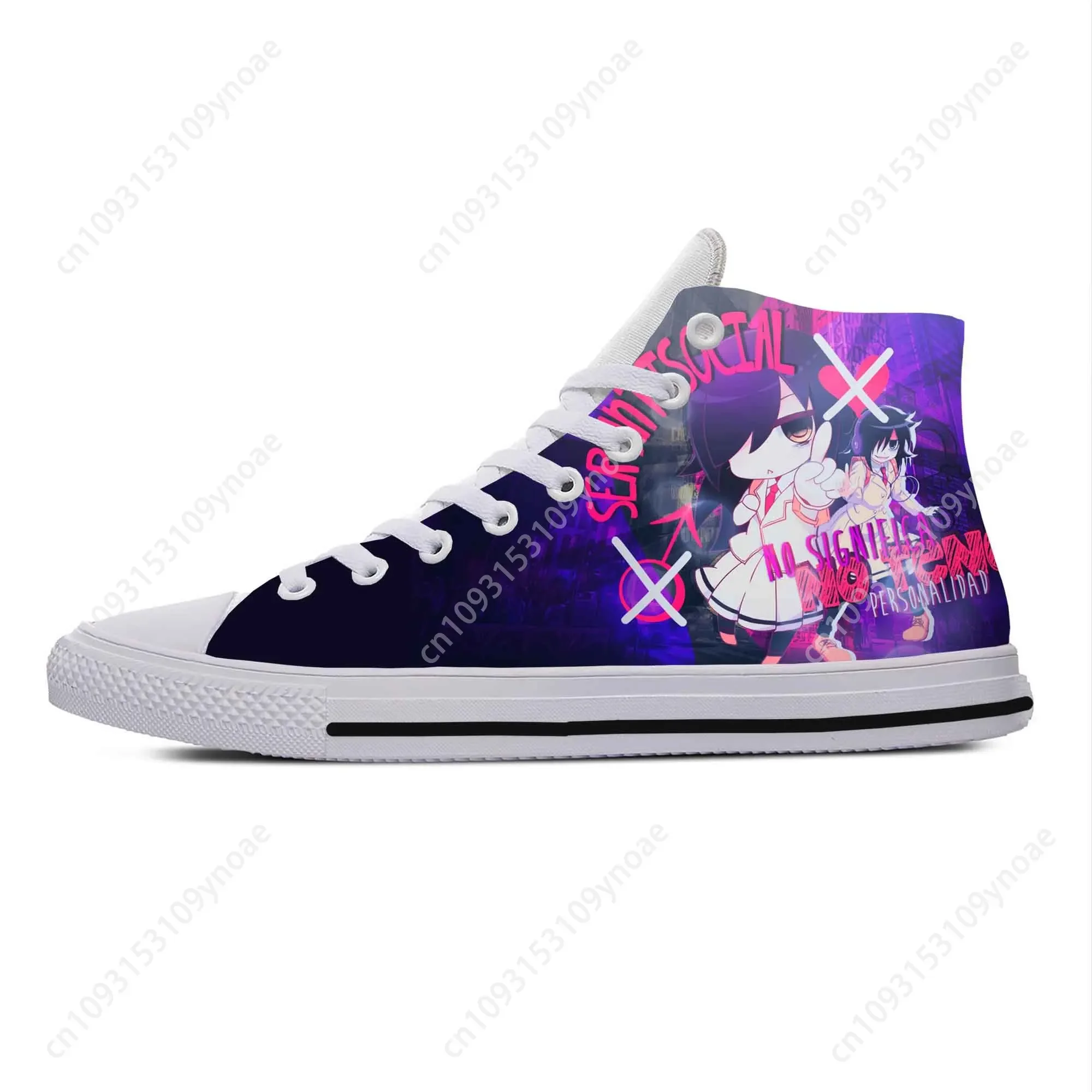 Japanese Anime Manga Comic Watamote Kuroki Tomoko Casual Cloth Shoes High Top Lightweight Breathable 3D Print Men Women Sneakers