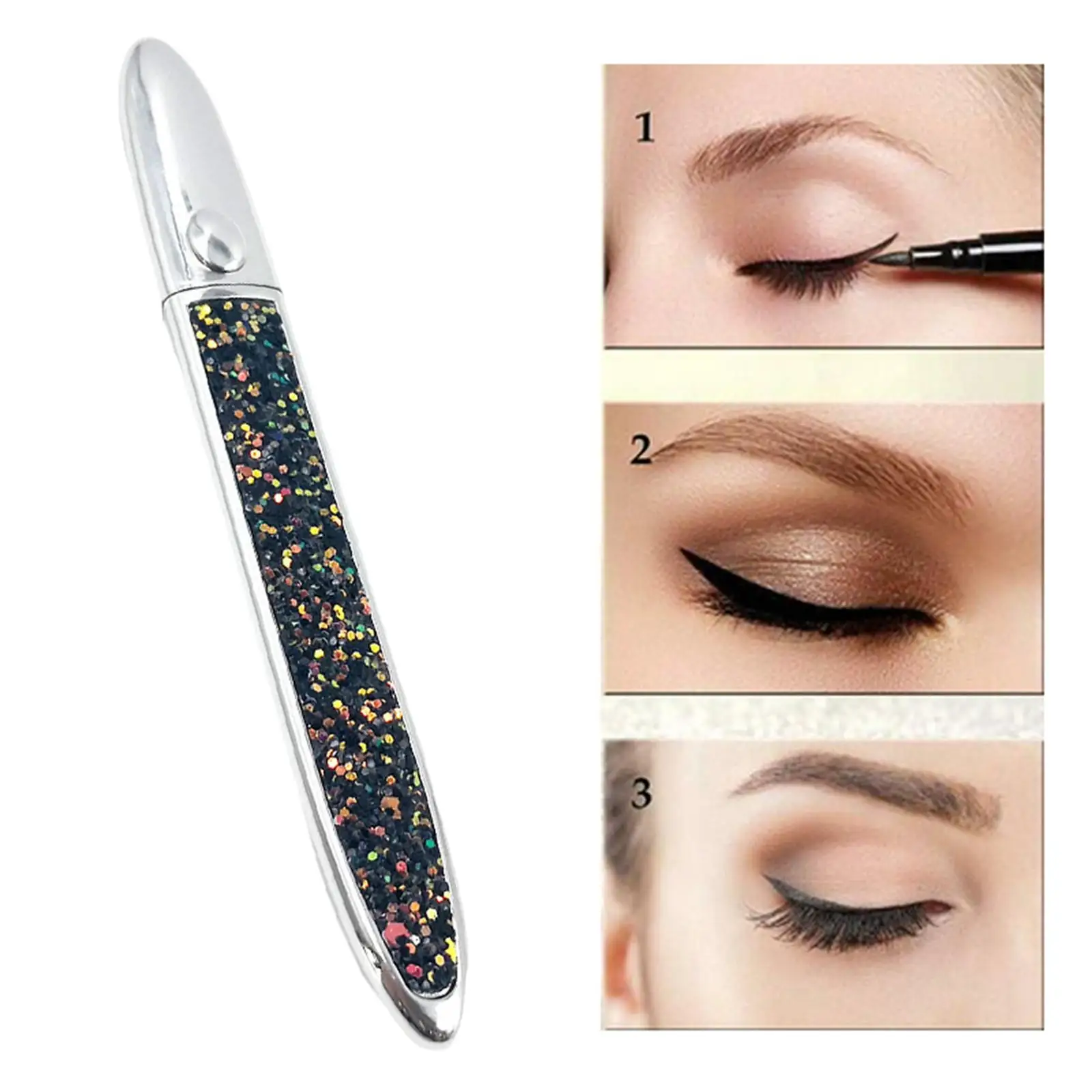 Glitter Liquid Eyeliner Pen Self-adhesive Quick Drying Waterproof Long Lasting Eye Makeup Pencil for Women Girls