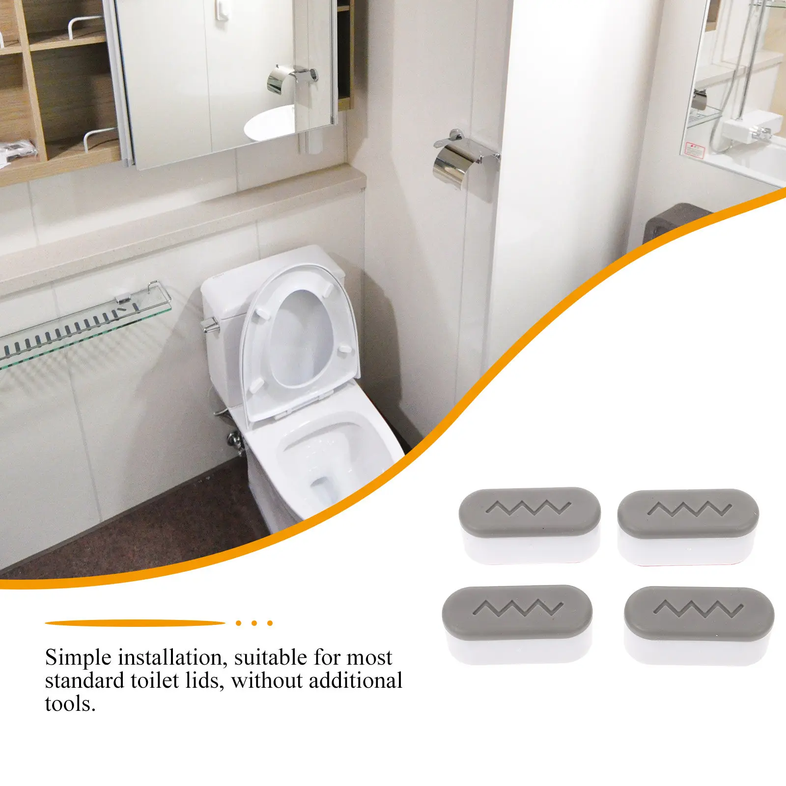 4Pcs Toilet Seat Rubber Buffers Cushioning Pads Toilet Lid Bumpers Noise Reduction Protect Pads for Home Hotel