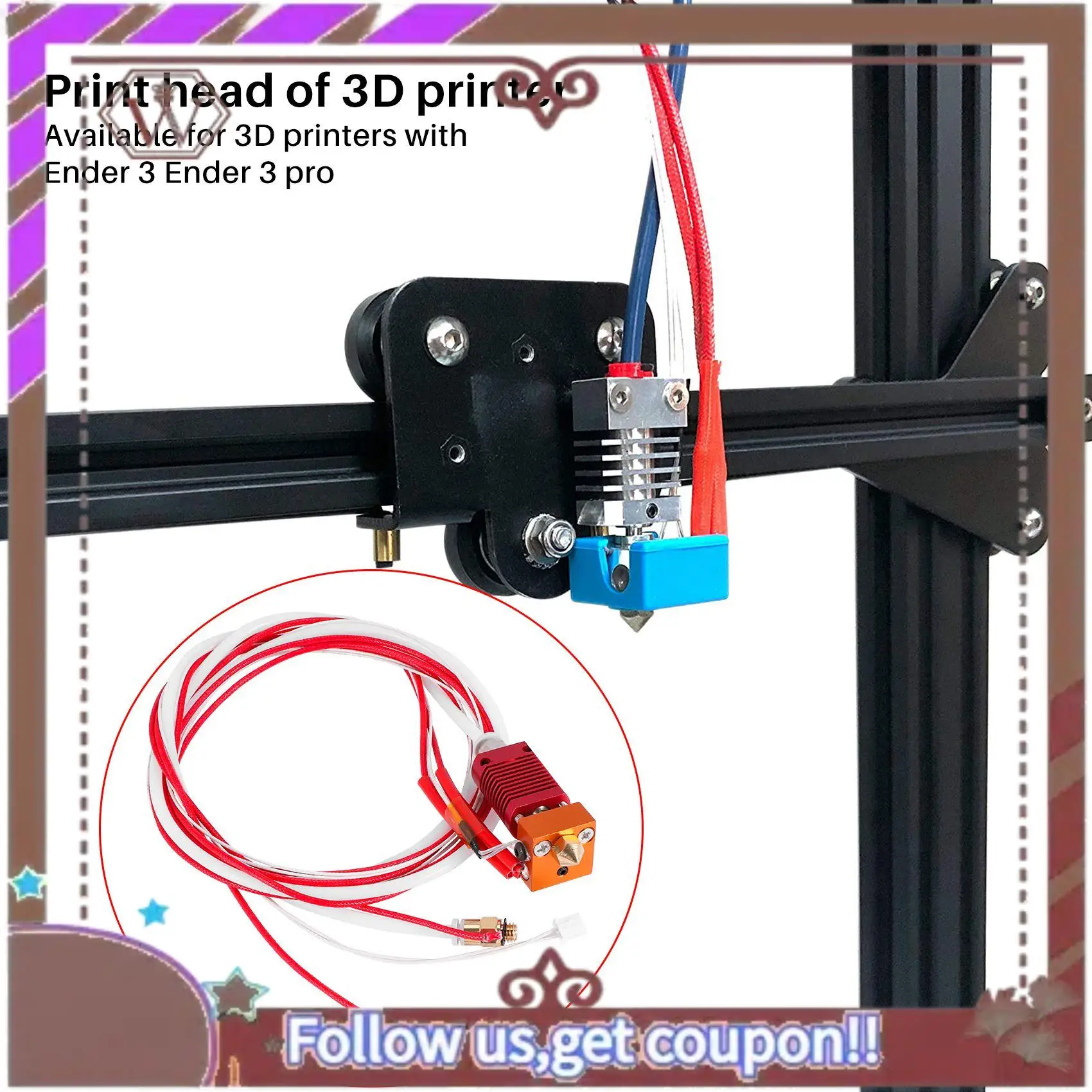 Комплект Hotend для принтера ABBG-3D MK8 с экструдером, печатающая головка, собранный комплект экструдера Hot End для Ender 3 Ender 3 Pro
