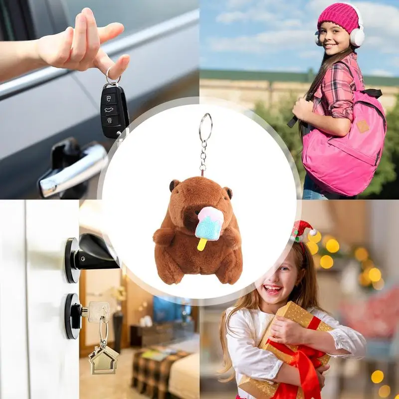 Capybara Plush Keychain Stuffed Animals Toy Capybara Keychain Bag Pendant Backpack Key Chains Decoration Capybara Pendants Cute