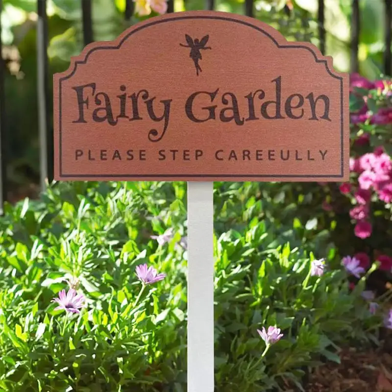 2024 Fairy Garden Sign Decoration Handmade Wooden Insert Art Garden Warning Sign Plug For Home Garden Patio Yard Farmhouse