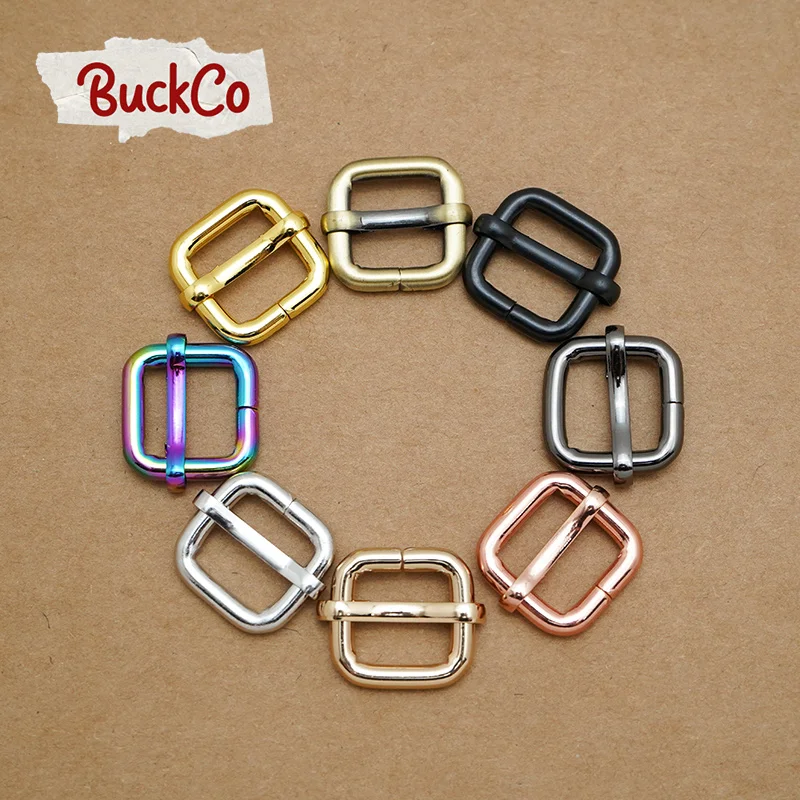 100 pçs/lote 15mm não soldado fivela ajustável slider diy cinto bolsa coleira de cão ajustador durável ambiental 8 cores