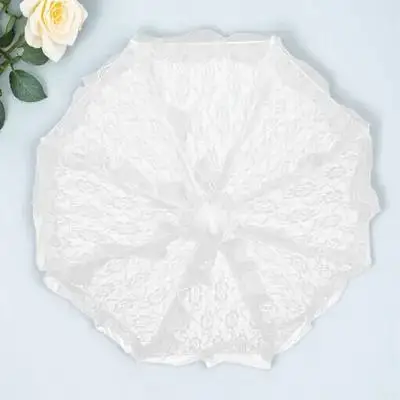 Small White Bridal Umbrella Lace Parasol Vintage Handmade Lace Cotton Parasol Wedding Party Decoration Photo Props view 6