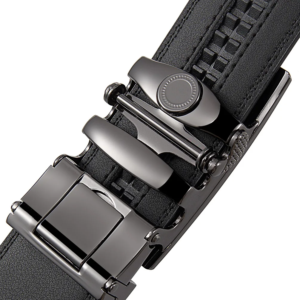 أحزمة جلد البقر الطبيعي للرجال 2025 جودة عالية سبيكة التلقائي مشبك حزام رجالي تان البني الفاخرة الذكور جلد البقر حزام B1005 #5