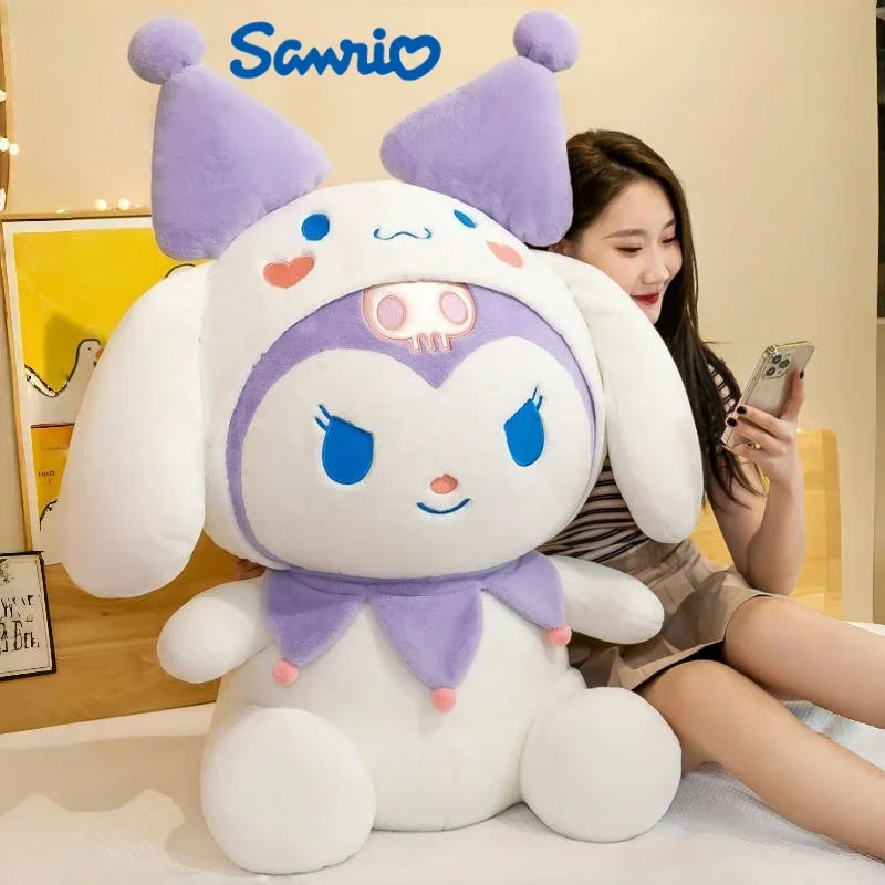 

100CM Large Big Size Sanrio Kuromi Transformed Into Cinnamoroll Anime Plush Stuffed Doll Room Peluche Pillow Ornaments Gifts