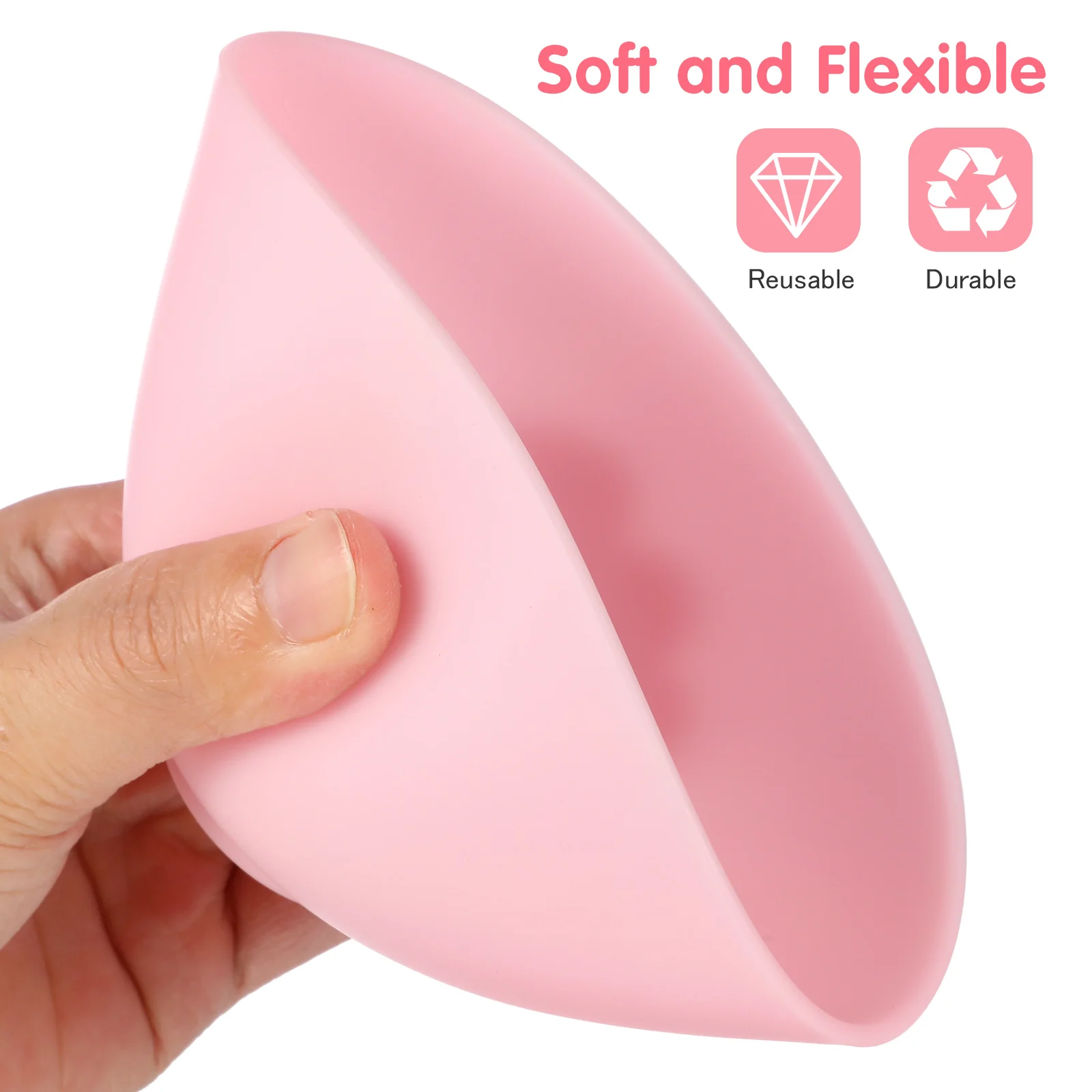 3pcs Pink Small Medium Large Silicone Bowls for Facial Mask Mixing DIY Hairdressing Oil Bowl Anti Drop Non Odor Home Use Long