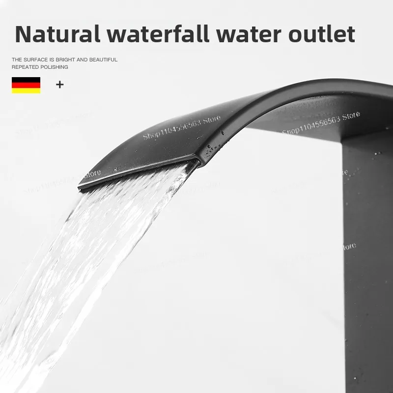 ブラックスマートセンサー蛇口、滝、温冷、洗面器、全自動、オール銅。