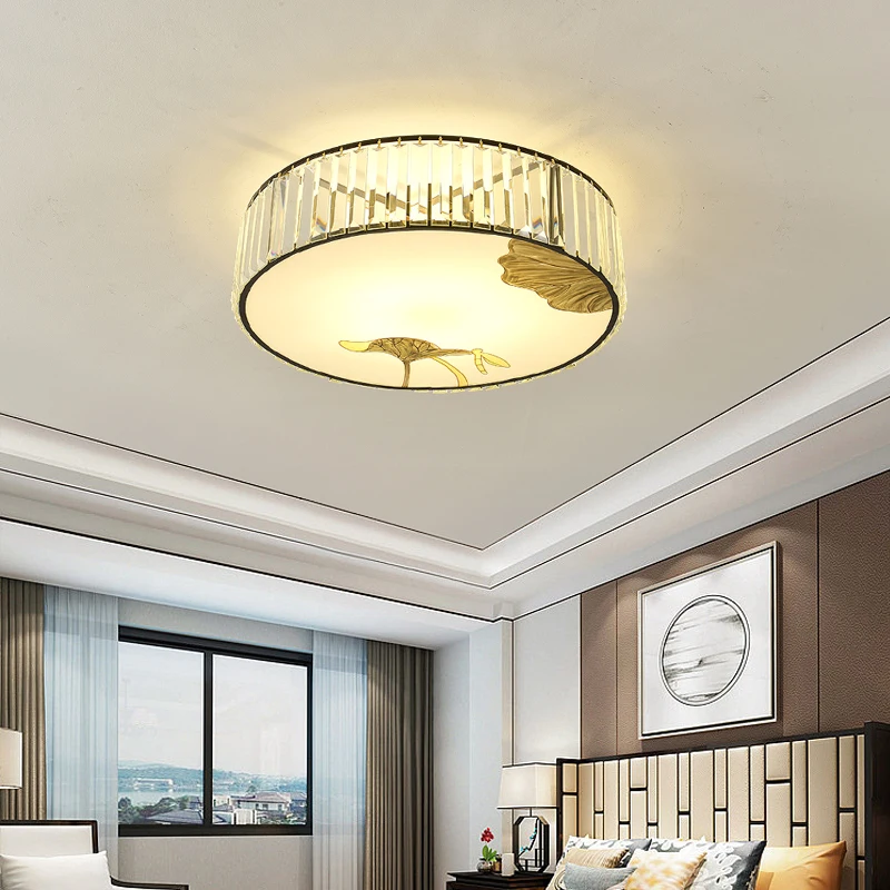 

Crystal Ceiling Light Bedroom Warm Romantic Round Modern Simple Atmosphere Household Light Luxury 2024 New Living Room Lighting