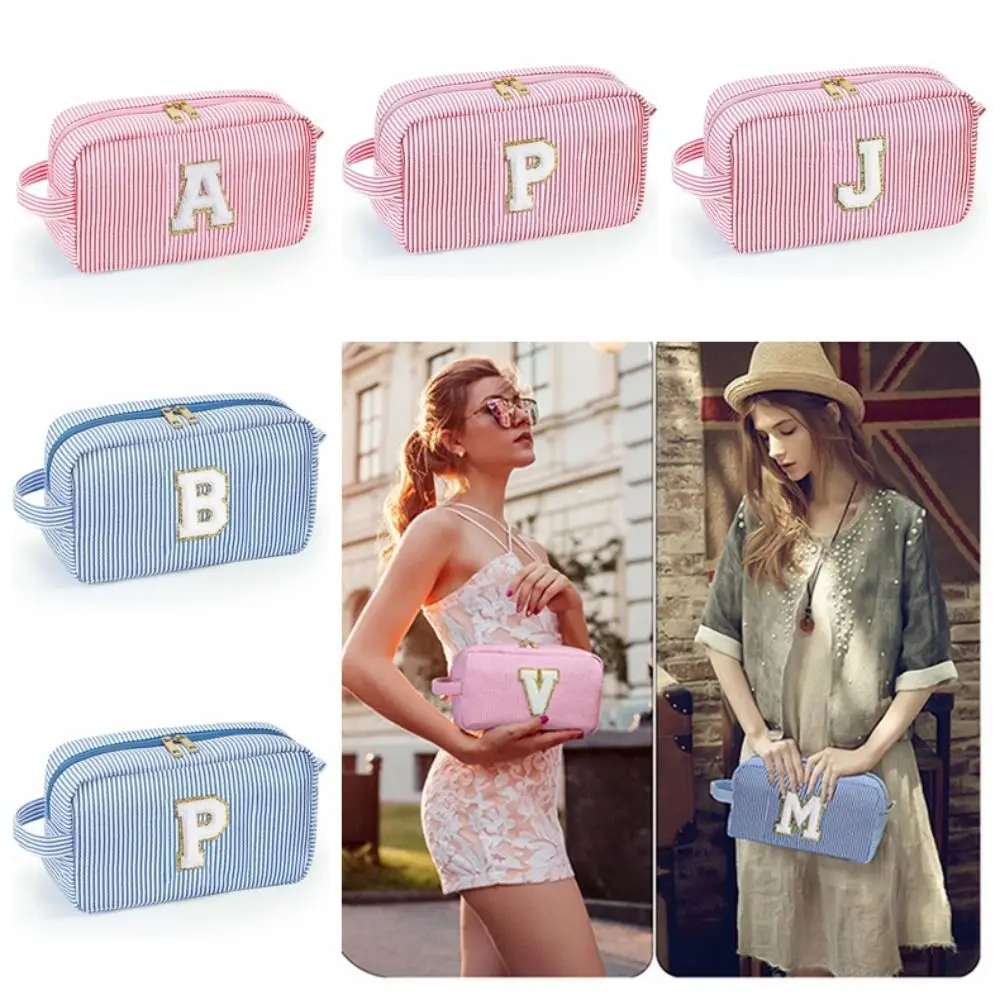 

Double Zipper Design Large Capacity Pencil Case 26 Letters Classified Storage Letter Makeup Bag Fashionable Easy To Clean Lady