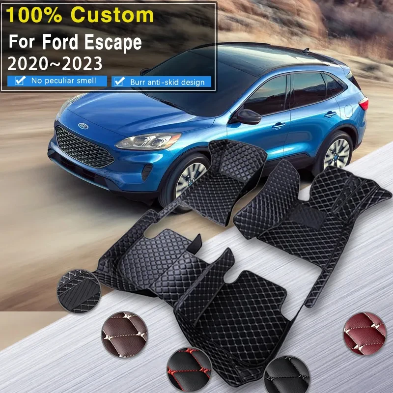 Car Floor Mat For Ford Escape Kuga 2020~2023 Auto Anti-dirt Pad Anti Dirt Carpet Leather Covers Rug Luxury Mat Car Accessories