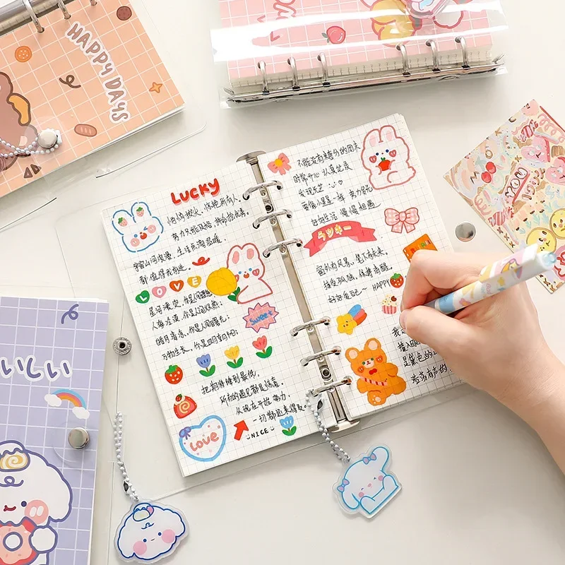 Korean Cute Hand Account Loose-leaf Notebook Set Girl Heart Detachable Coil Book Student Notepads Stationery Back To School