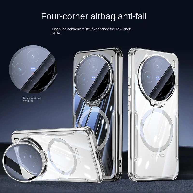 

For VIVO X200 Ultra Case Hard Transparent Lens Stand Magnetic MagSafe Protective Back Cover For VIVO X200 Pro Mini X200S Shell