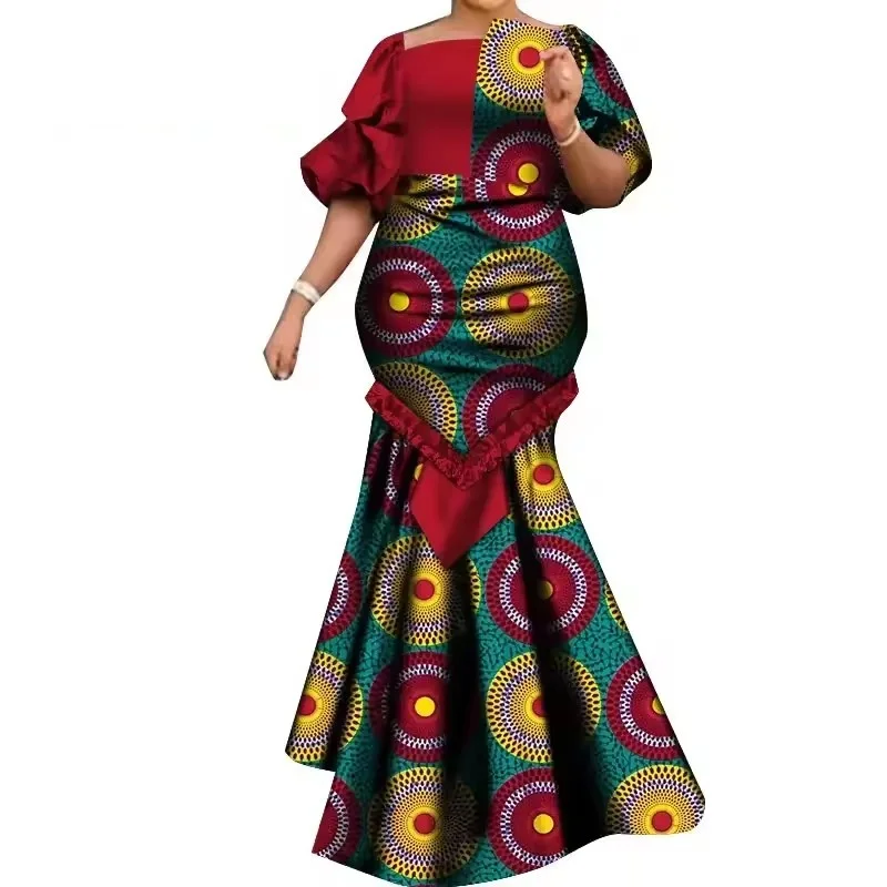 فساتين أفريقية للنساء Dashiki ثوب بازان مطرز تقليدي أنقرة رداء أخضر نيجيريا فستان حفلات الزفاف المسائية #3