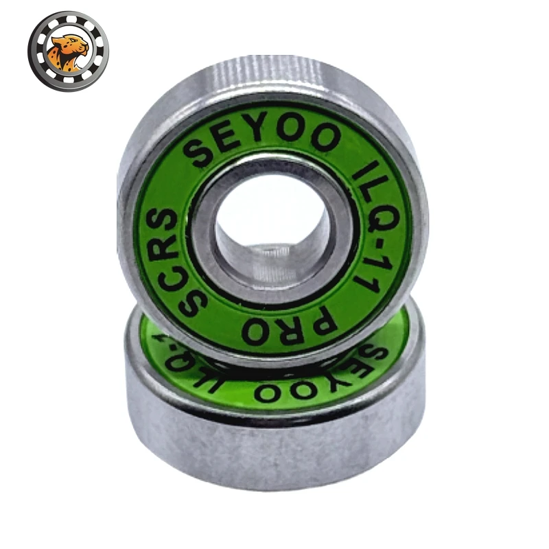 8 Uds 608RS ILQ-11 verde 8x22x7mm rodamientos de rueda de patines sello de ranura profunda ABEC-9 rodamientos de bolas en miniatura para monopatín