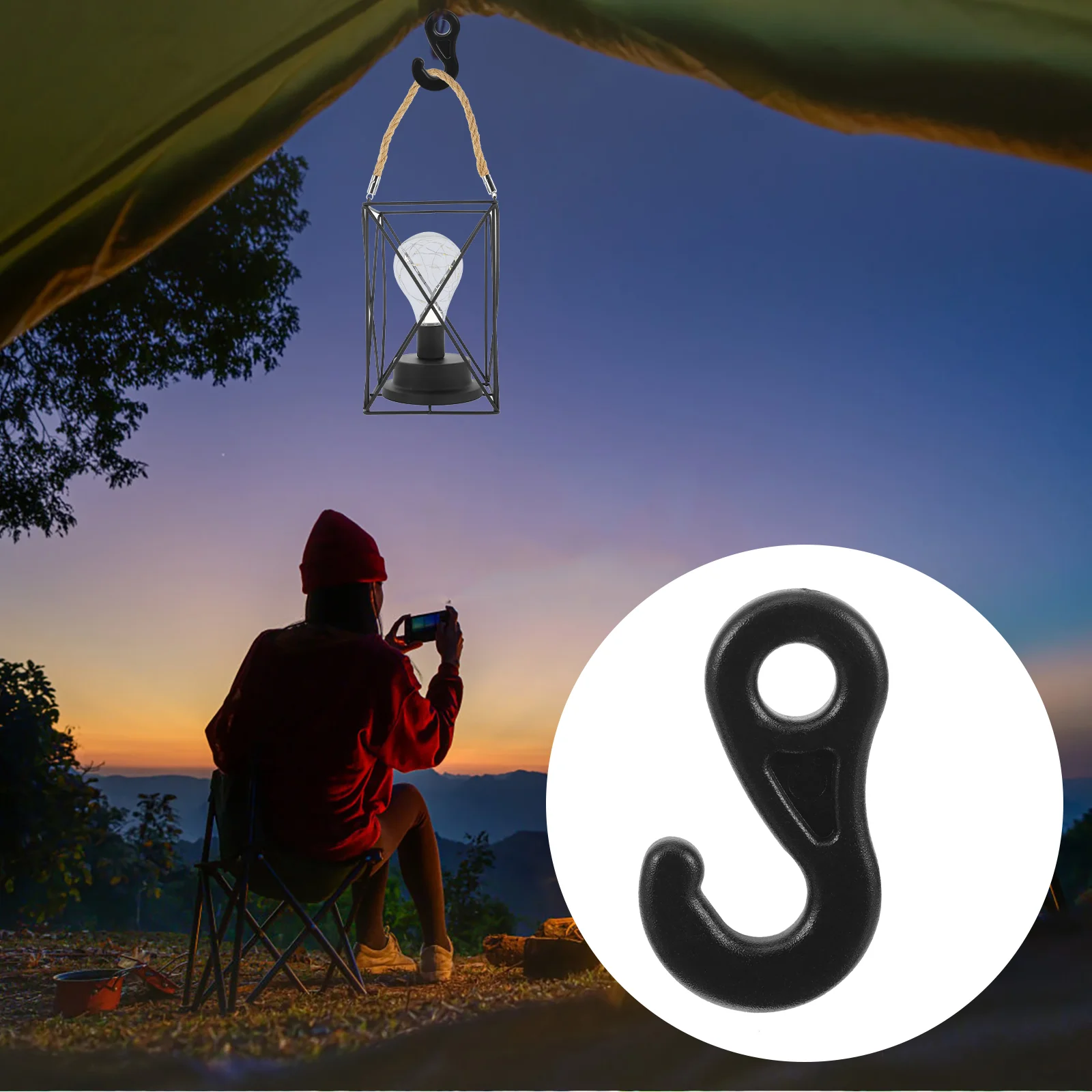 10 Pcs Outdoor Canopy Tent Question Mark Light Hook Ground Nail Wind Rope Connection Pom9 10pcs (black) Pegs