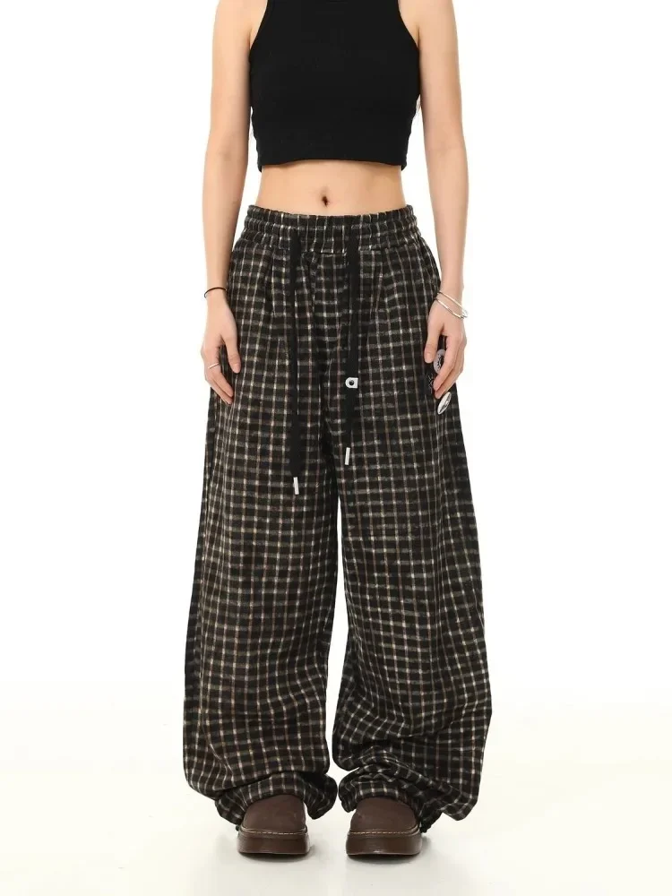 

HOUZHOU Vintage Y2k Baggy Plaid Pants Woman Oversized Harajuku Korean Fashion Japanese Style Casual Streetwear Check Trousers