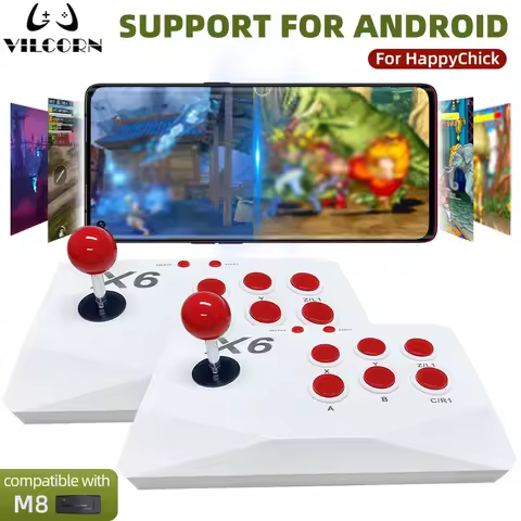 VILCORN X6 Arcade Joystick for M8 Game Stick 2.4G USB Wireless Gaming Controller for PC/Android Smartphone MAME Fighting Gamepad