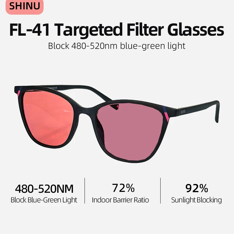 SHINU FL‑41 Anti‑UV Migraine Sunglasses for Outdoor Driving Block Sun Reflection Glare for Photophobia Migraine Sufferers