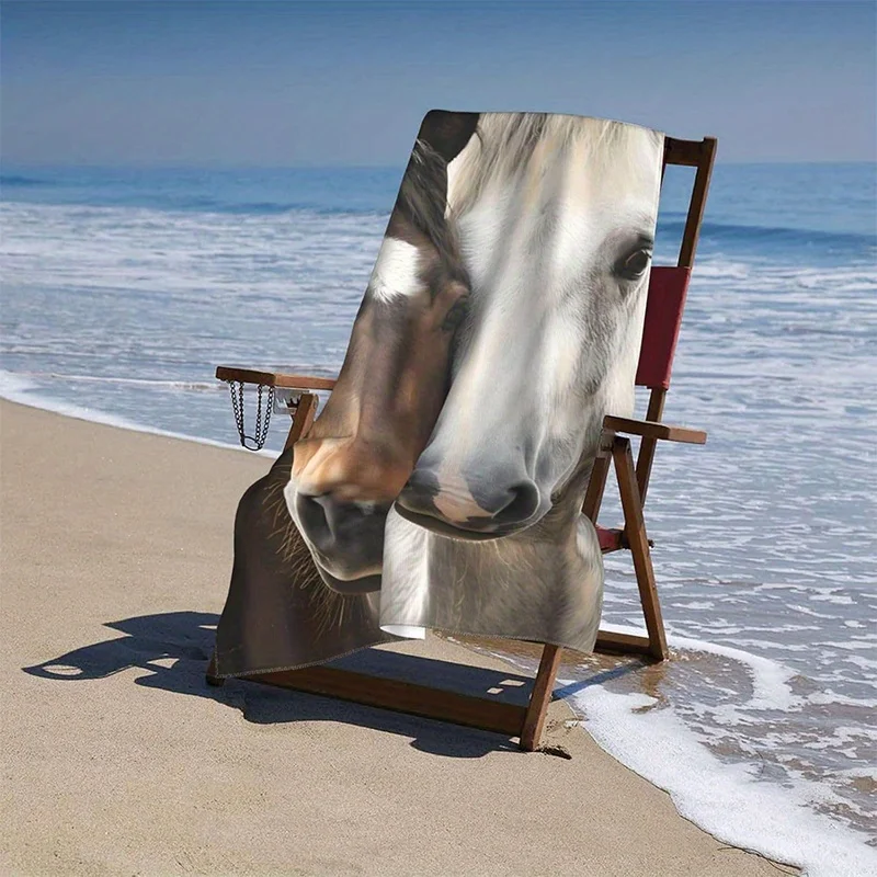 Beach towel horse pattern sun protection windproof suitable for swimming pool camping travel blanket