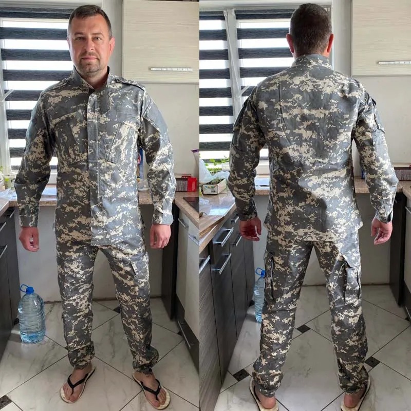 Uniforme Safari ao ar livre para homens, Terno resistente ao desgaste, Casaco das forças especiais Calças à prova de vento Camuflagem de pesca