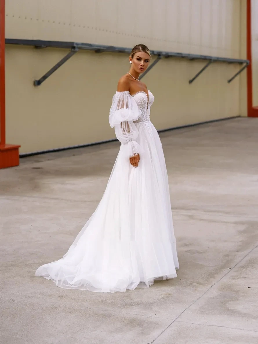 

Exquisite Wedding Dresses Off The Shoulder Sweetheart Bridal Gowns Lace Appliques Charming Robes 2024 Vintage Vestidos De Novia