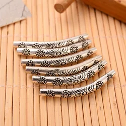 35*4mm 10pcs/lot Antique Silver Plated Beads Curved Tube Spacers Beads for Necklace Bracelet DIY Jewelry Making findings