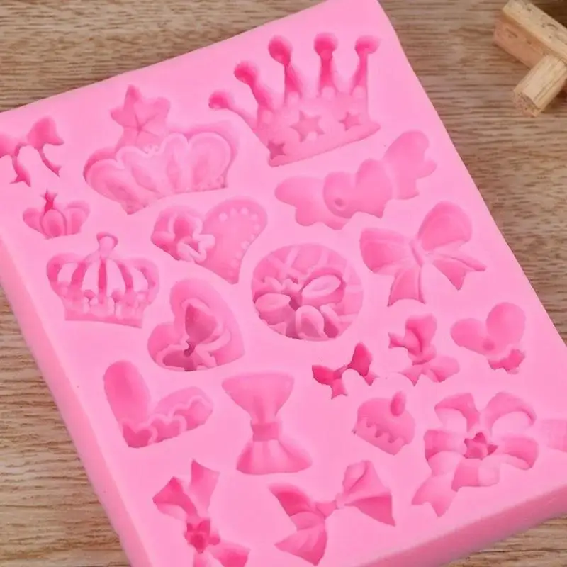 New Crown Bowknot Silicone Mold Cake Decoration Mold Polymer Clay Chocolate Candy Pastry Making Tool DIY Craft Accessories