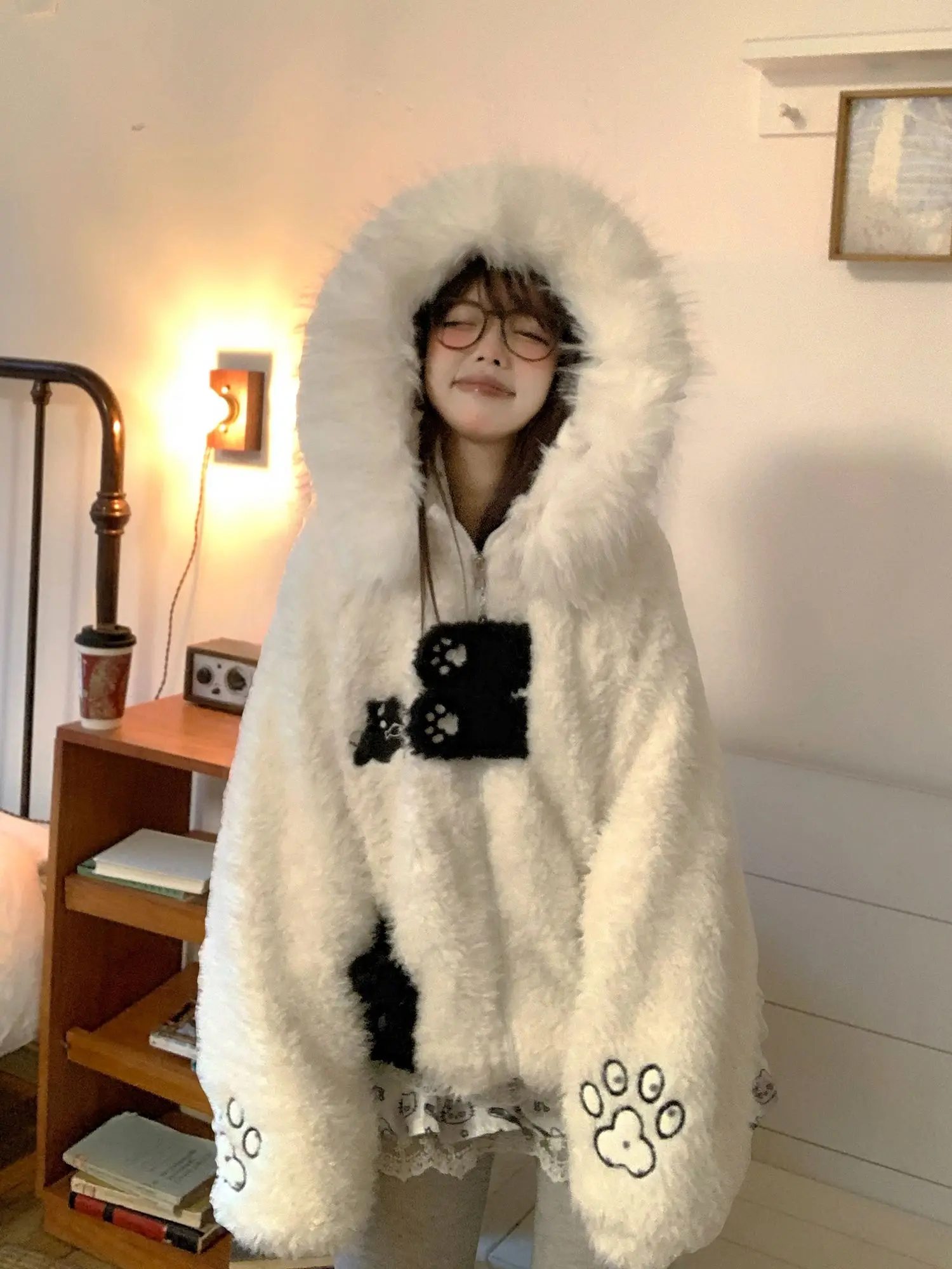 

Японская кашемировая куртка женская, новая коллекция 2026 года, зимняя, теплая, с флисовой подкладкой, хлопковое пальто