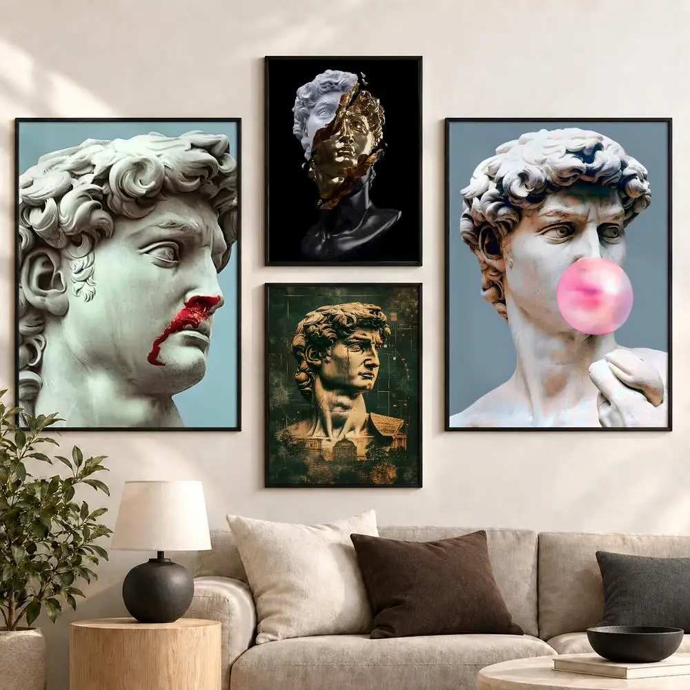 David Sculpture Renaissance Marble Statue Timeless Form Poster Aesthetic Art Print for Bedroom & Living Room Decor, Unframed