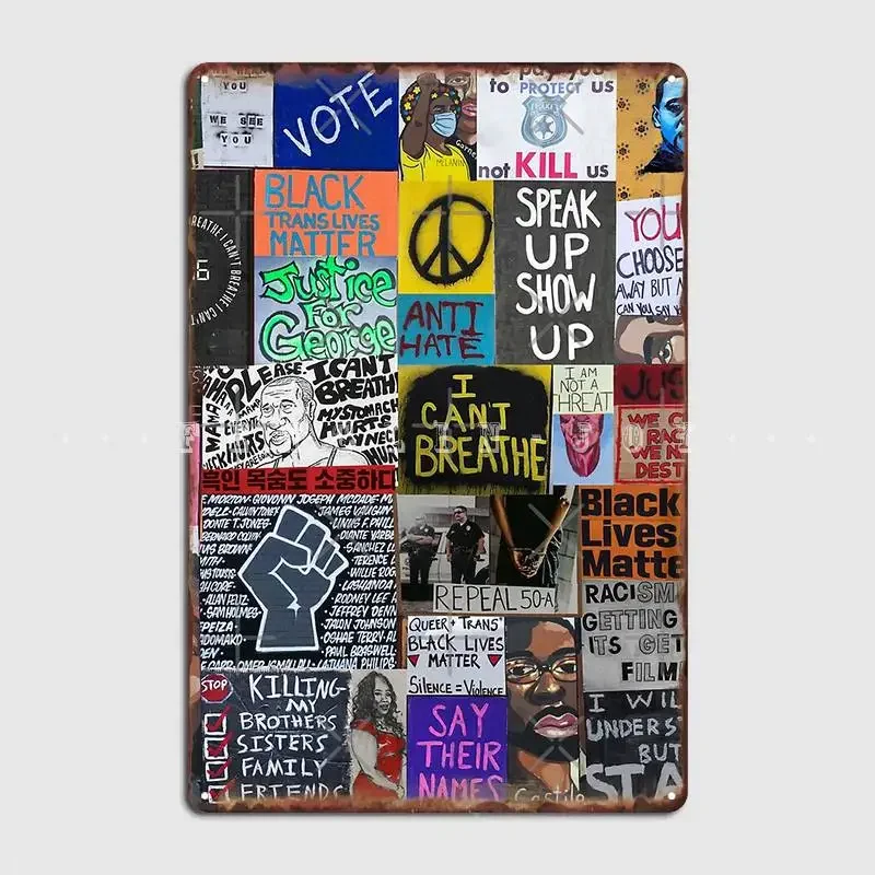 Blm Collage Collection Of Creatives Protest Signs And Street Art Metal Sign Create Home Painting Décor Tin Sign Poster