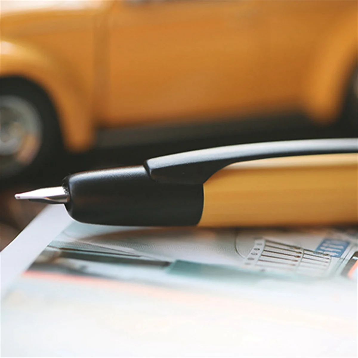 Pulpen tinta tekan Resin, ujung pena ekstra halus 0.4mm konverter pena tinta untuk menulis hadiah Hitam (Klip hitam)