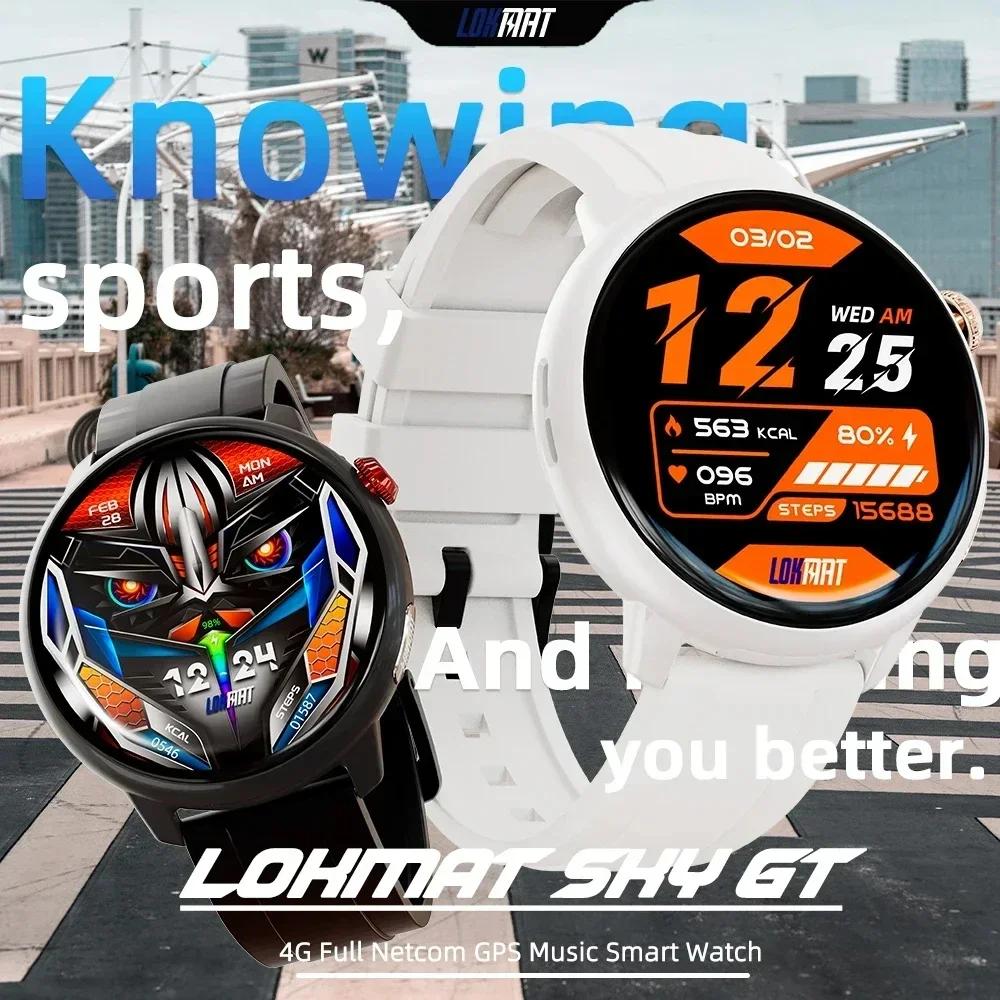LOKMAT SKY GT Smart Watch Men SIM Card Call Round Amoled Screen HD Video Clock SOS GPS Reloj Women Heart Rate Fitness Tracker
