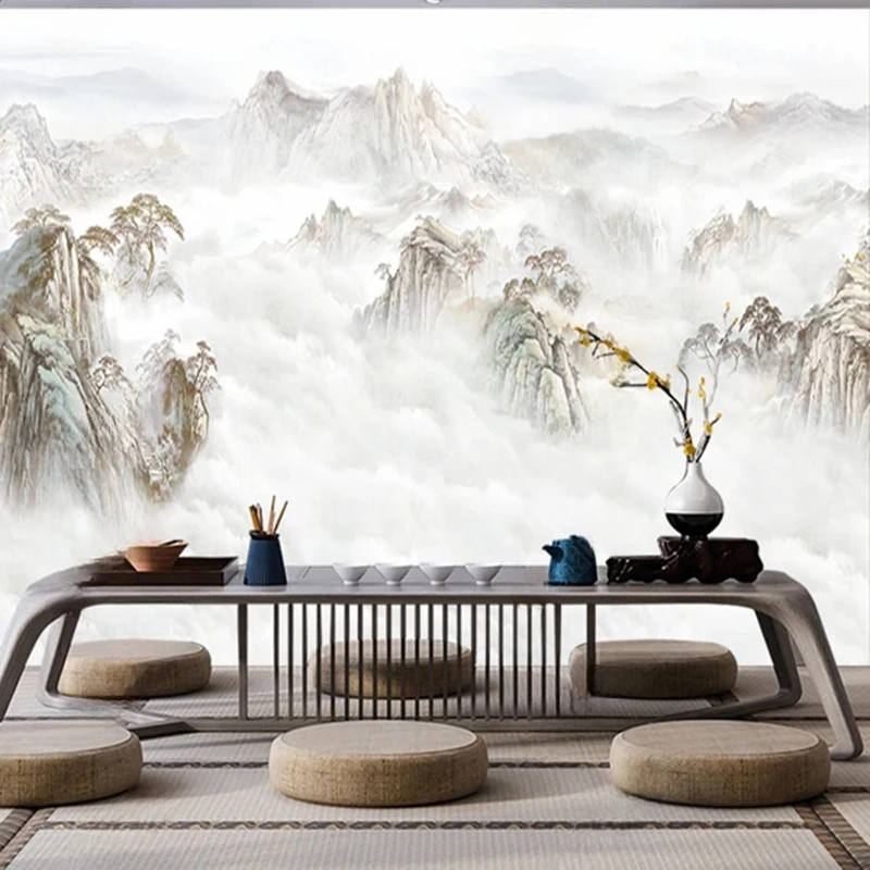 

Custom Photo Papel Tapiz Mountain Cloud Landscape Chinese Style Wall Painting Wallpaper Living Room Bedroom TV Decoracion Hogar