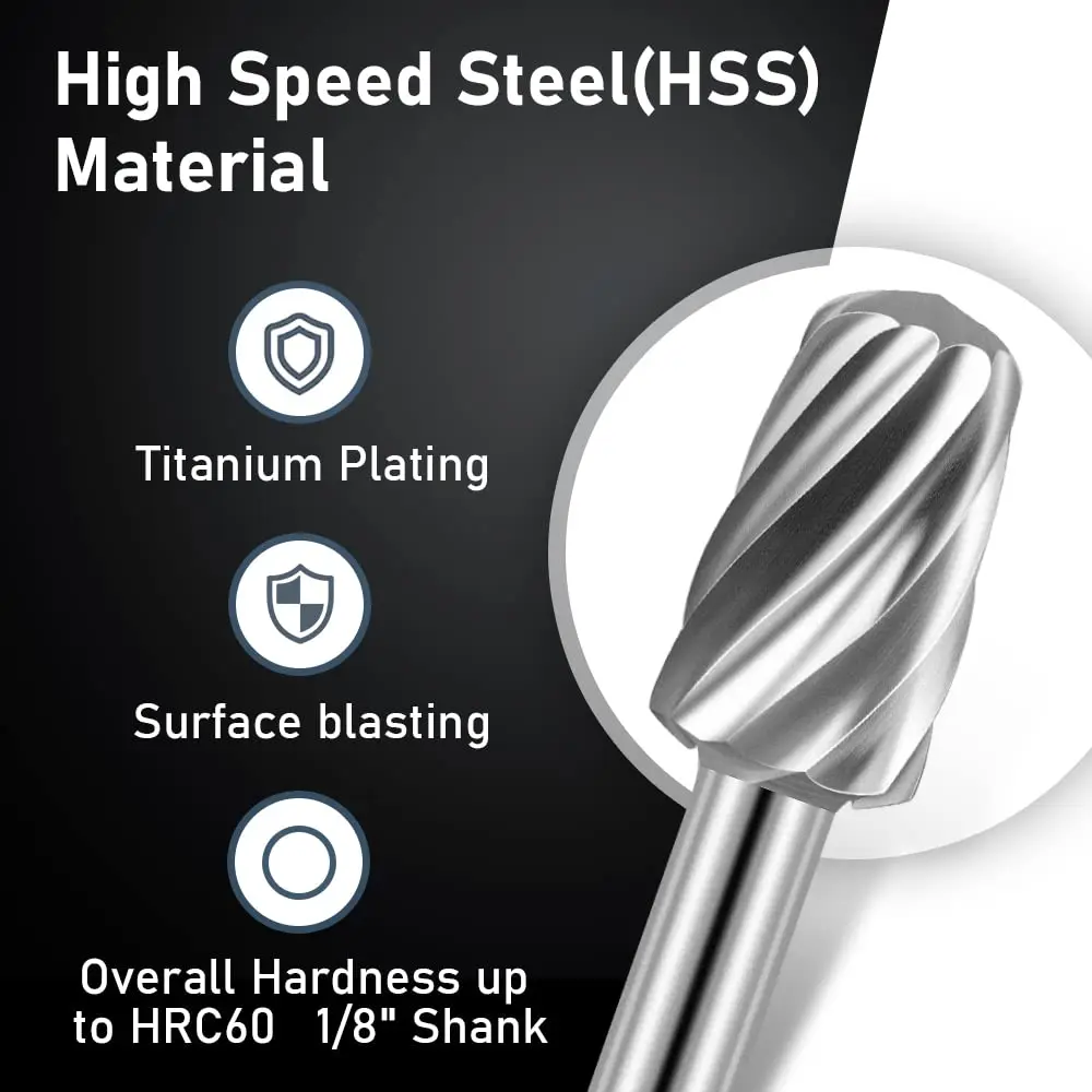 10pcs HSS Rotary Files Set Rat-tail Hard Metal Milling Cutters Woodworking Compatible Rotary File Tool for Steel