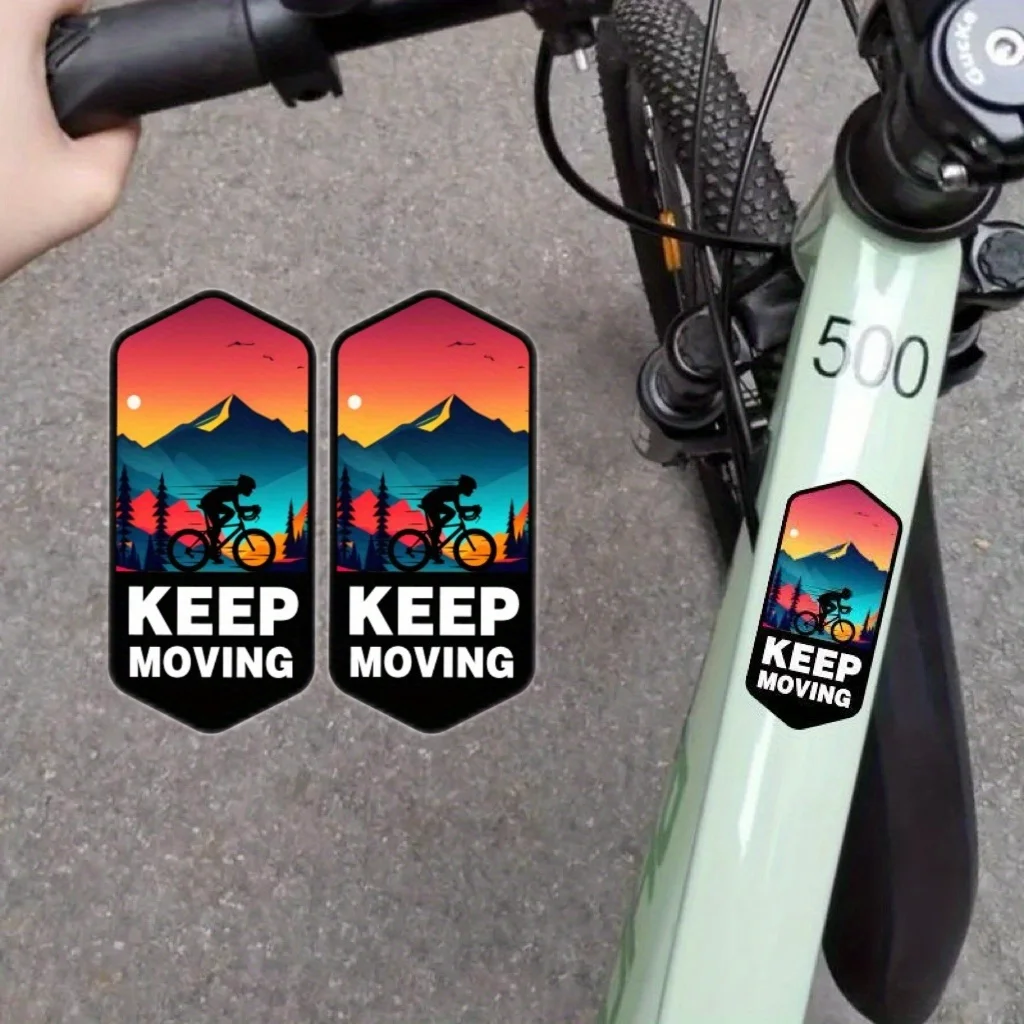 2Pcs Keep Moving Bike Stickers, Color Changing Vinyl Decals for Road Bike Top Tube Handlebar Anti-Scratch Protection