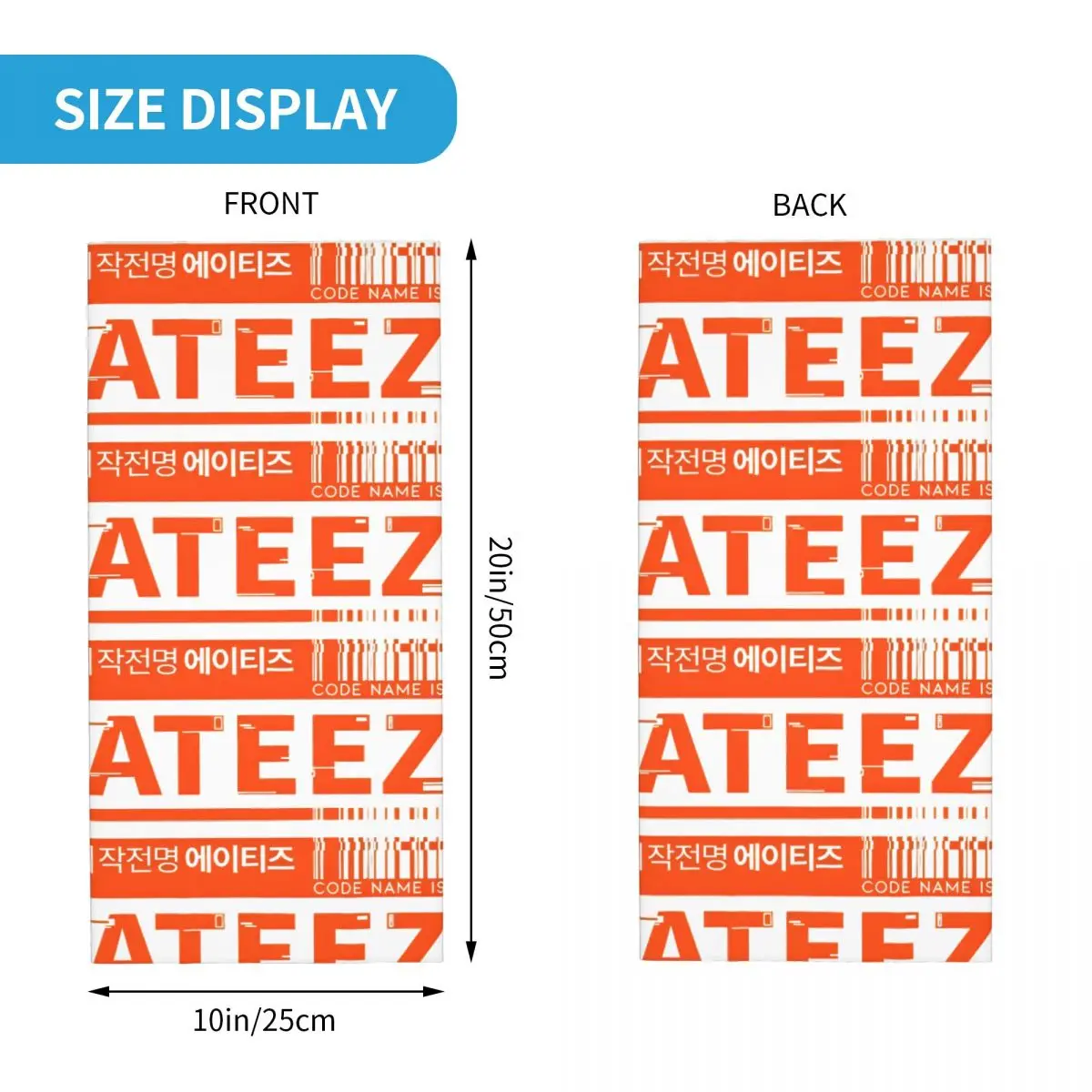 Orange CODE ATEEZ ATEEZ Bandana Neck Cover Printed Motorcycle Club Face Scarf Cycling Face Mask Hiking Unisex Adult Windproof