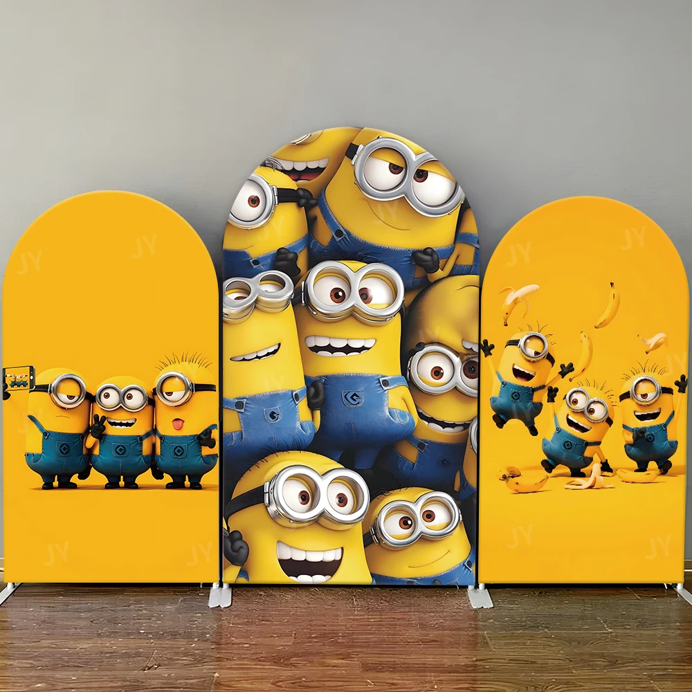 

Minions Arch Backdrop Cover Banana Themed Cartoon Background for Kids Birthday Party Photo Booth Baby Shower Event Decor