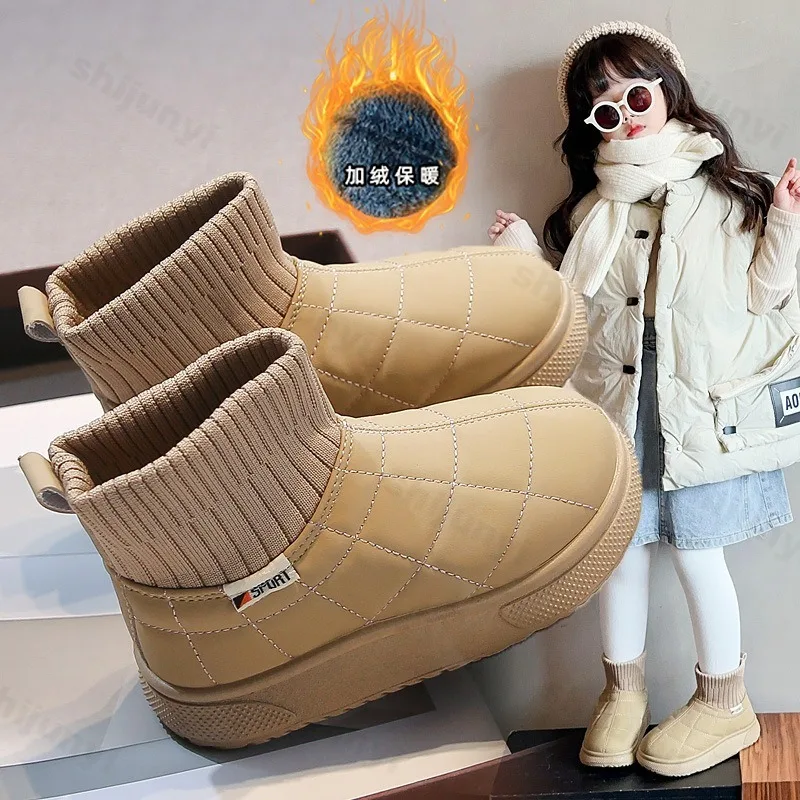 

Children Ankle Boots Girls Boys 2025 Winter New Short Boots Fashion Korean Soft Sole Anti-slippery Comfortable Warm Casual Shoes