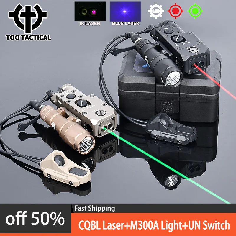 

Metal CQBL 1 Laser Red Green Blue IR Indicator Airsoft Surefir M300A Flashlight With AXONUN Remote Switch Mlok Keymod 20MM Rail