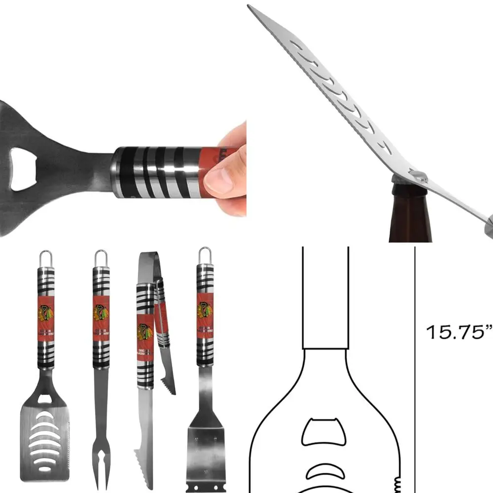 

Chicago Blackhawks 4-Piece Steel Grilling Set in Team Colors