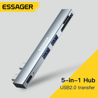 Essager 5 in 1 USB 2.0 Hub to Type C PD 100W TF SD 32G for Macbook Air Pro Laptop Dock Station Splitter