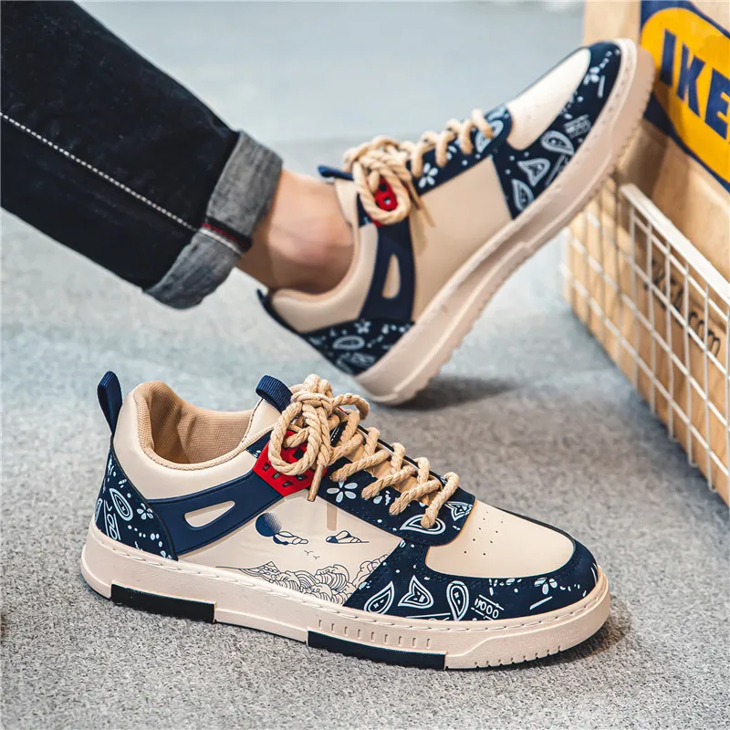 Hot Sale Cheap Skate Shoes Free Shipping Fashion Printed Men's Low Sneakers Skateboard Breathable Sports Shoes Men basket homme
