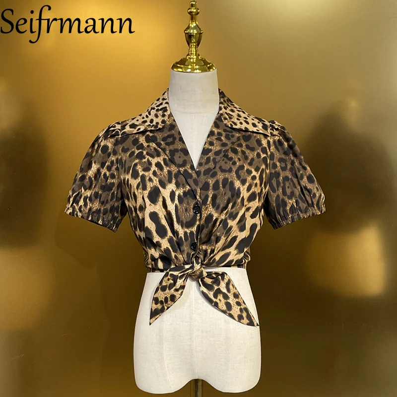 Seifrmann Casual printed cotton two-piece lapel short-sleeved top high-waist skirt suit 2026 summer new women's clothing