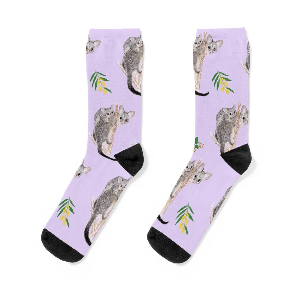 

cute brushtailed possum pattern design Socks luxe anti-slip New year's cartoon Men's Socks Women's