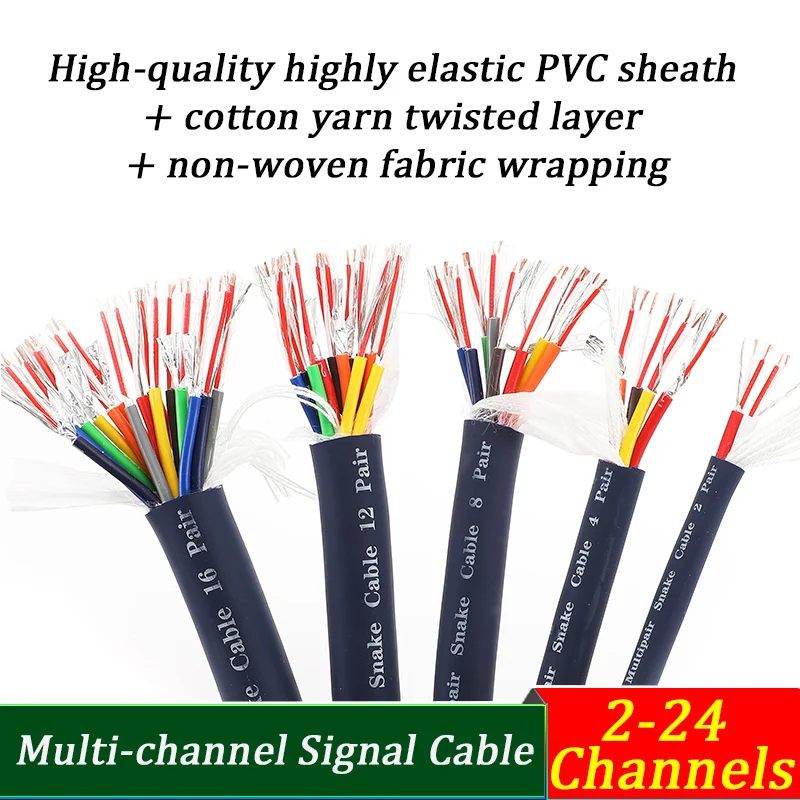 Multicore Snake Cable Stage Box 2-24ch XLR Shielded Audio Signal Wire for Live Sound/Studio Recording 1-6m