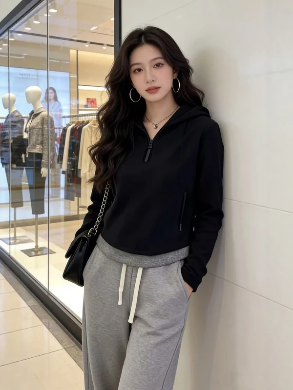 

Loose Casual Long Sve Hoodie Women's Pure Cotton Sweatirt Spring 2026 plus Size Comfortable T-irt Top European Sle