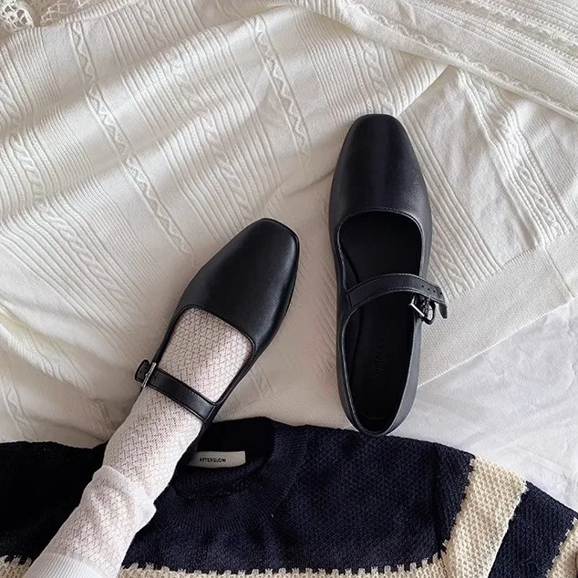 إبزيم بسيط من كلمة واحدة مع قاعدة ناعمة مسطحة من الأسفل أحذية ماري جين الفردية موديلات جديدة للسيدات #2